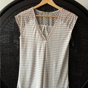 Anthropologie Little Yellow Button Striped Top
